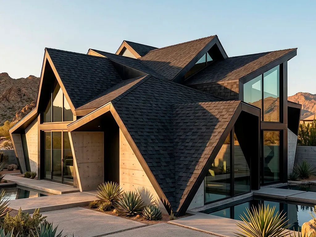 Residencia contemporánea con teja asfáltica IKO Cambridge Dual Black